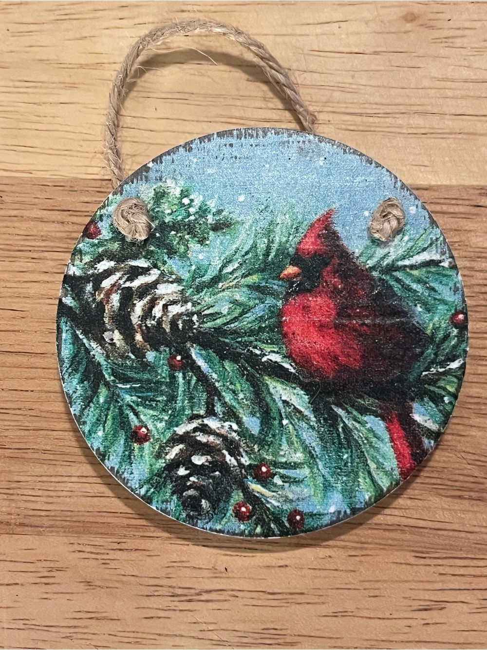 Primitives By Kathy Wooden Cardinal Ornament 3”
